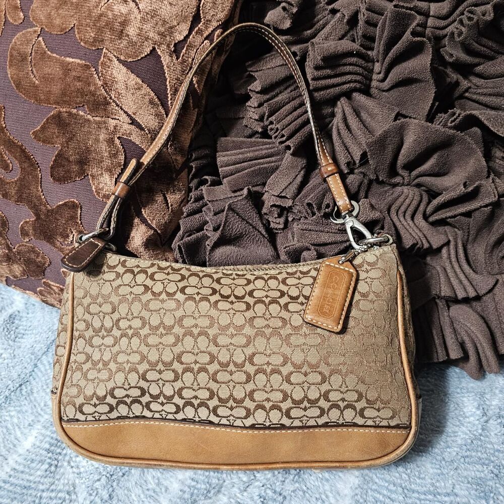 Coach Tan and Brown Shoulder Bag